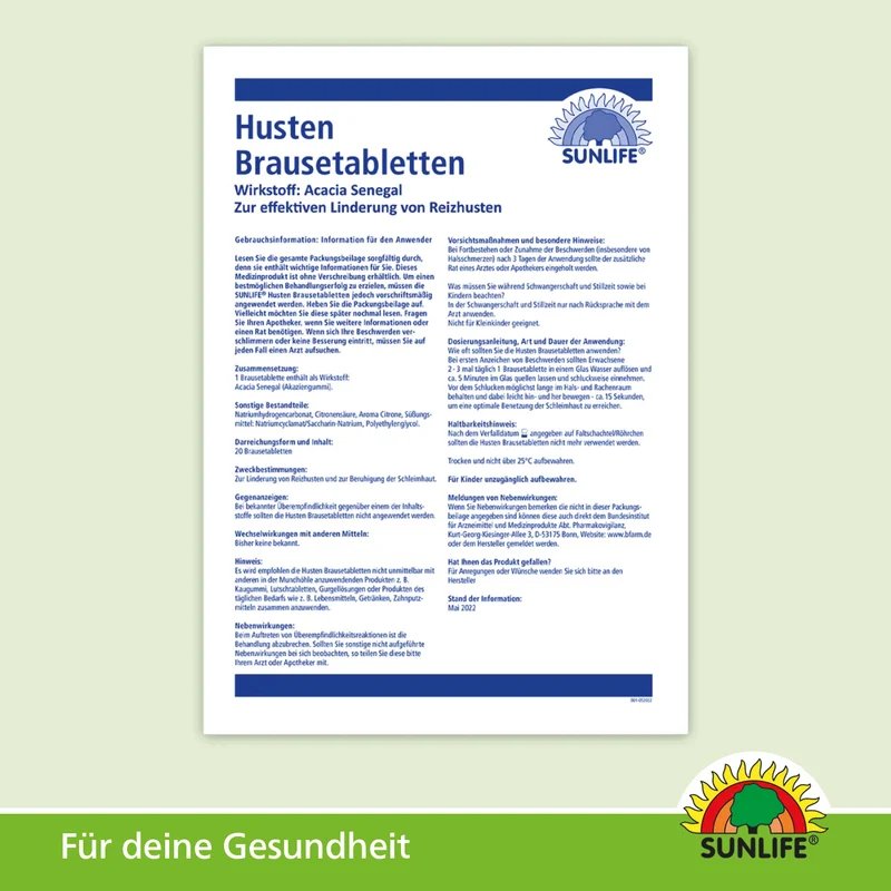 SUNLIFE Husten Brausetabletten (20 Stk.)