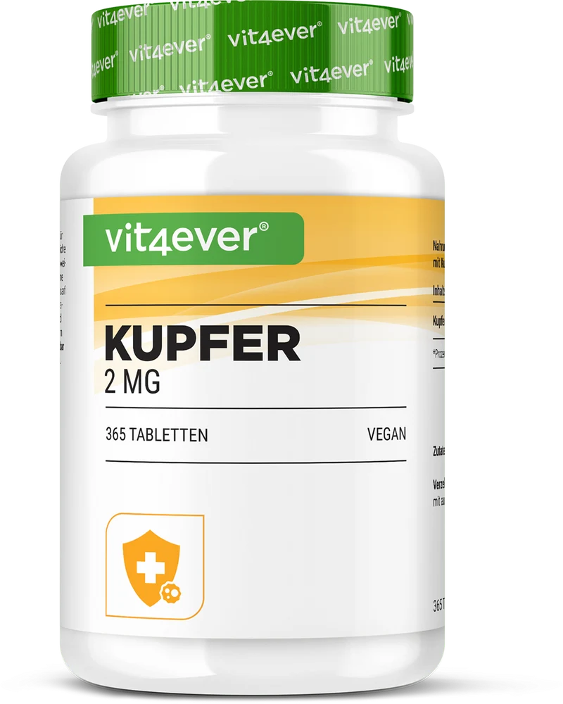 Kupfer 365 - 2 mg - Kupfergluconatt - 365 Tabletten