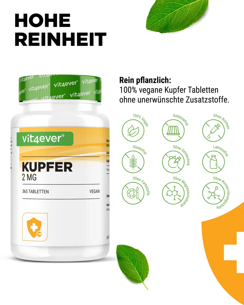 Kupfer 365 - 2 mg - Kupfergluconatt - 365 Tabletten