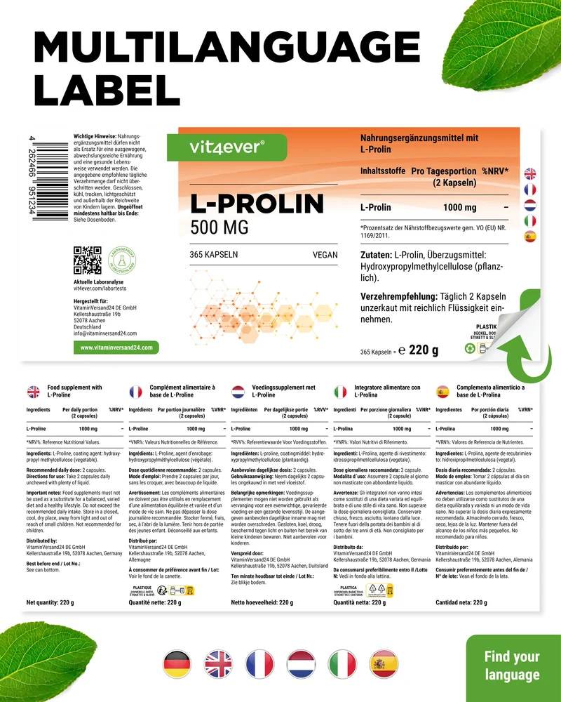 L-Prolin - 500 mg