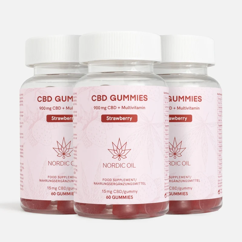 3er-Pack: CBD Fruchtgummis (900mg) Erdbeere