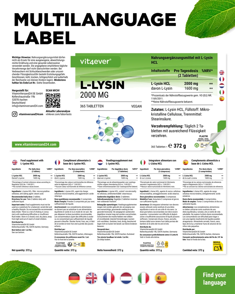 L-Lysin 1000 mg hochdosiert