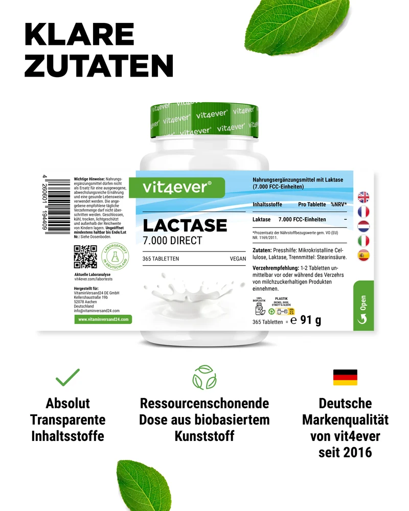 Laktase - á 7000 FCC-Einheiten,