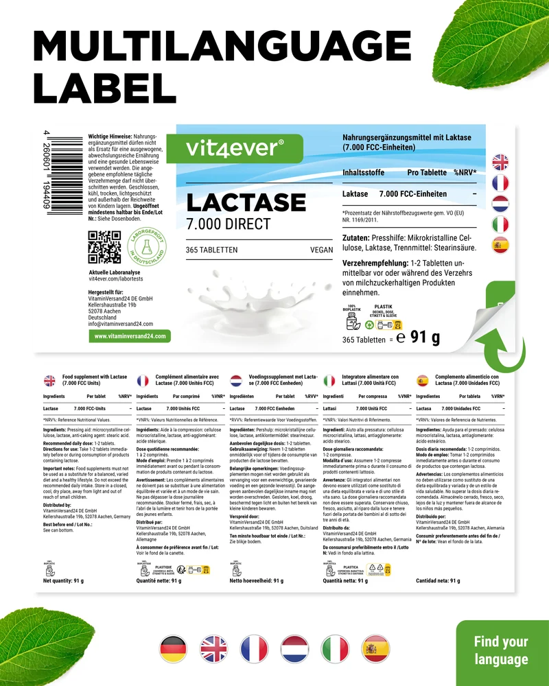 Laktase - á 7000 FCC-Einheiten,