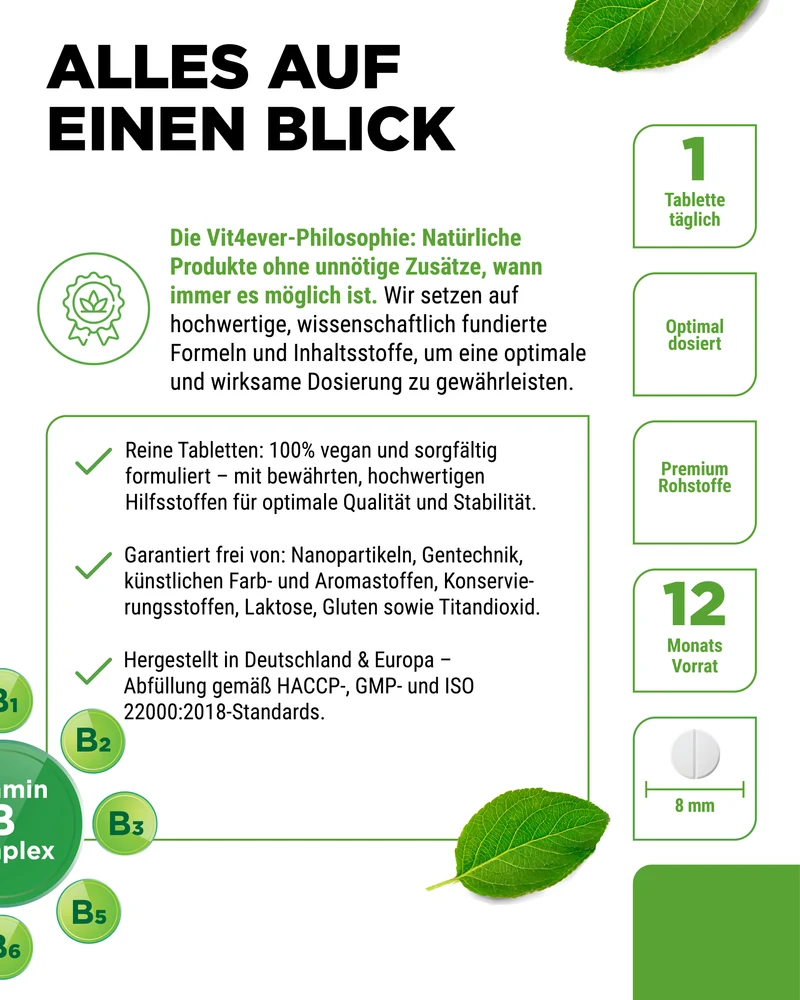 Vitamin B Komplex - 8 B-Vitamine - 365 Tabletten