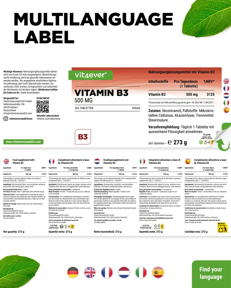 Vitamin B3 Nicotinamid 500 mg