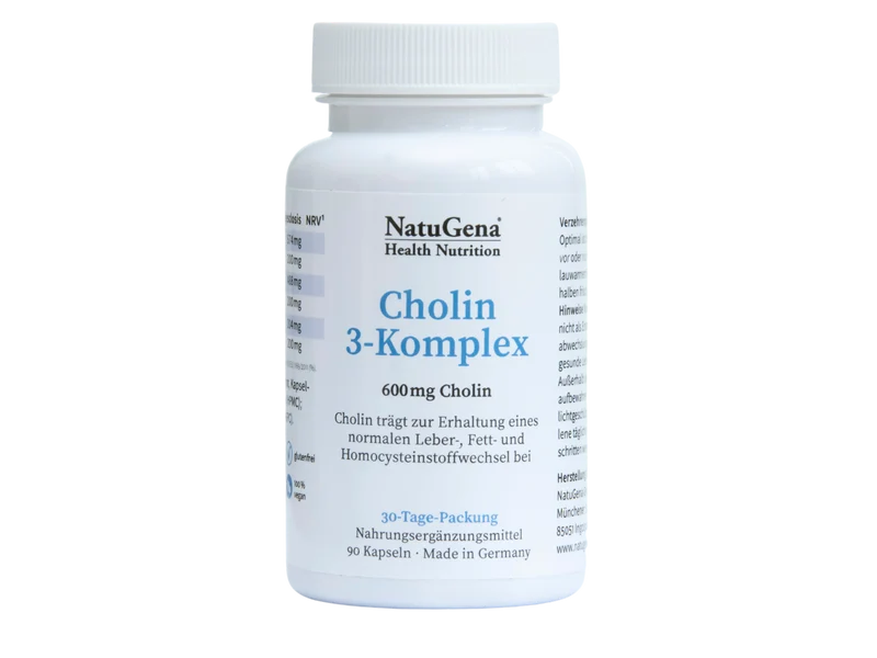NatuGena Cholin-3-Komplex - 600mg Cholin - 90 vegane HPMC-Kapseln