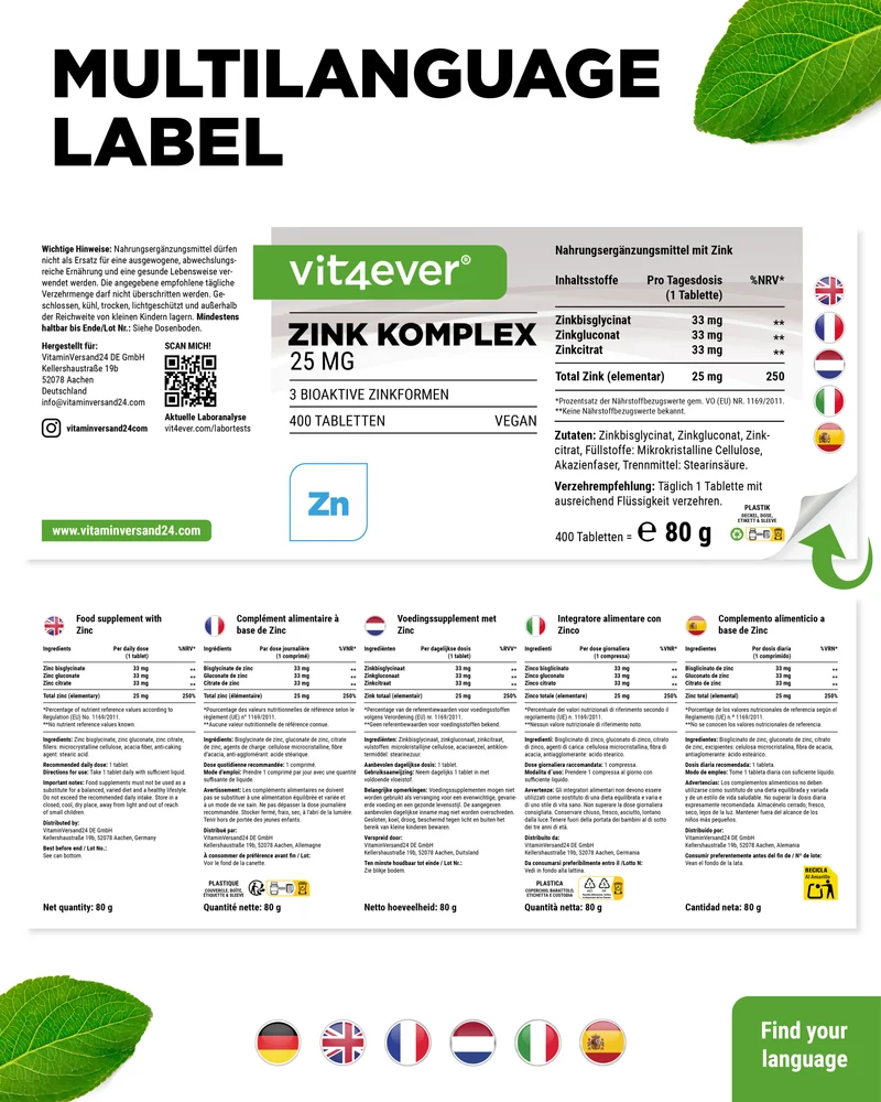 Zink Komplex mit 3 Zinkformen