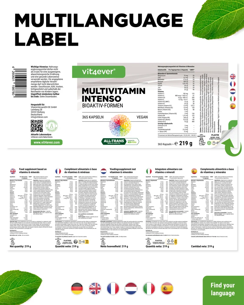 Premium Multivitamin Intenso - 365 Kapseln
