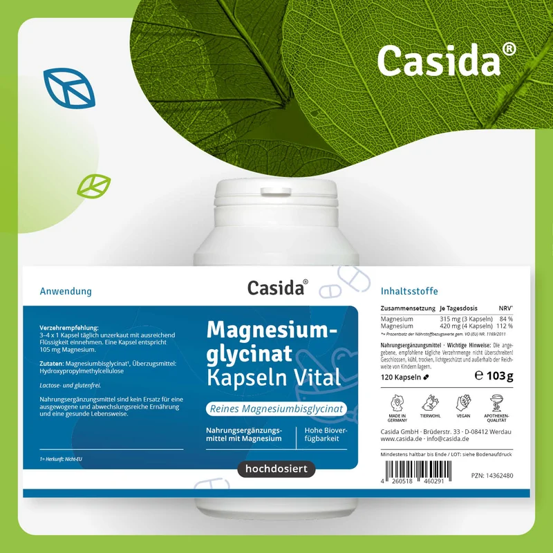 Magnesiumglycinat Kapseln Vital hochdosiert