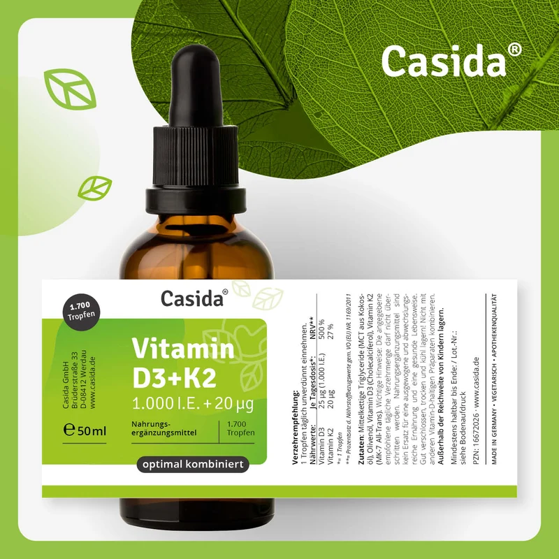 Vitamin D3 + K2 Tropfen 50 ml Vegan - B2B