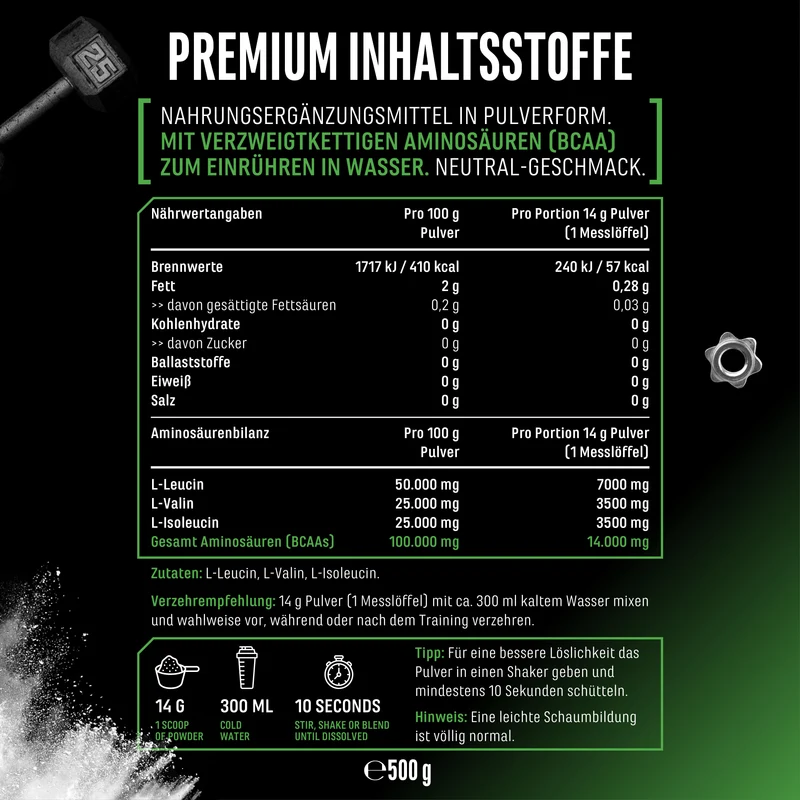 GEN BCAA 2:1:1 Pulver - Neutral, 500 g