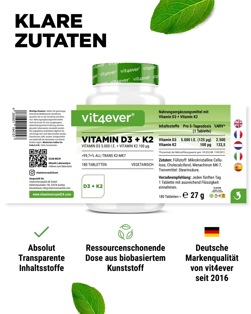 Vitamin D3 5.000 I.E. + Vitamin K2 100 mcg