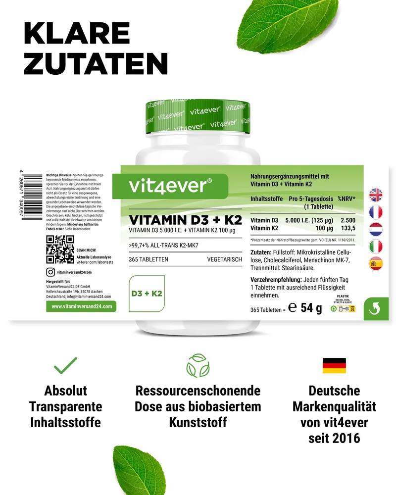 Vitamin D3 5.000 I.E. + Vitamin K2 100 mcg