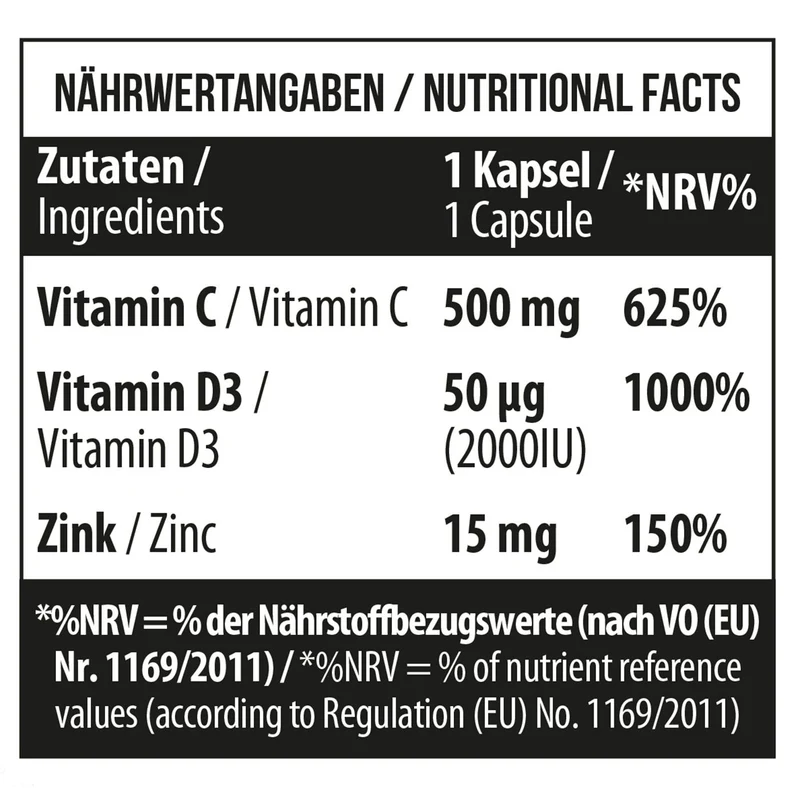 Vitamin C 500 + D3 + Zink 100 Vcaps