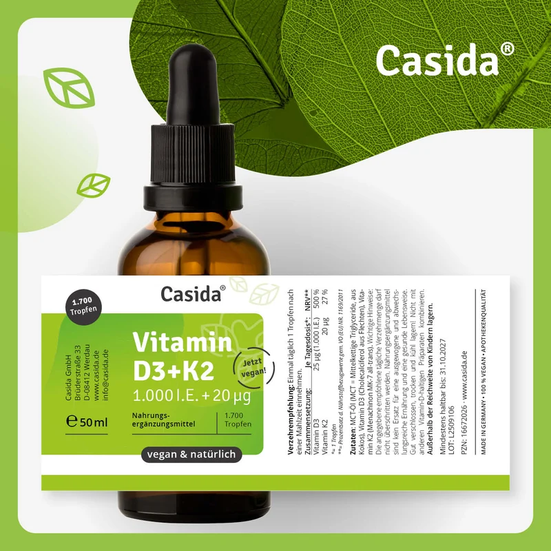 Vitamin D3 + K2 Tropfen 50 ml Vegan