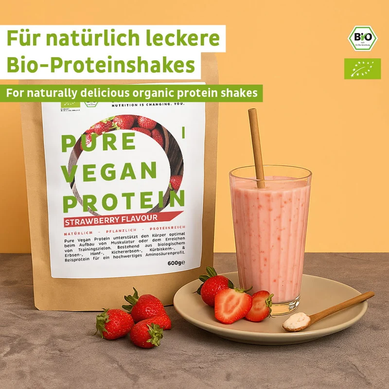Organic Vegan Protein Powder Strawberry Without Soy