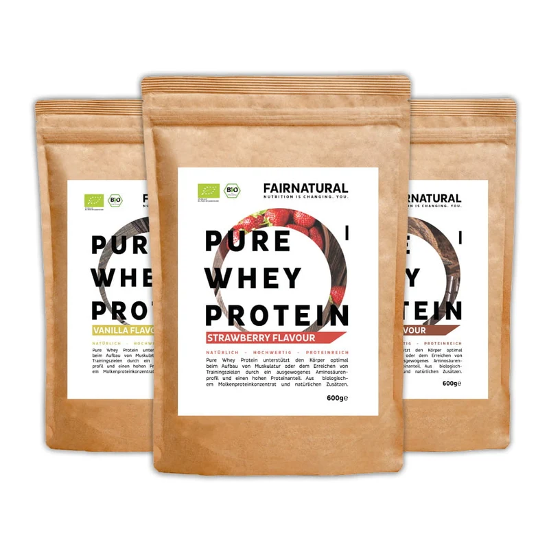 Bio Whey Proteinpulver 3er-Bundle (Sorten frei wählbar)