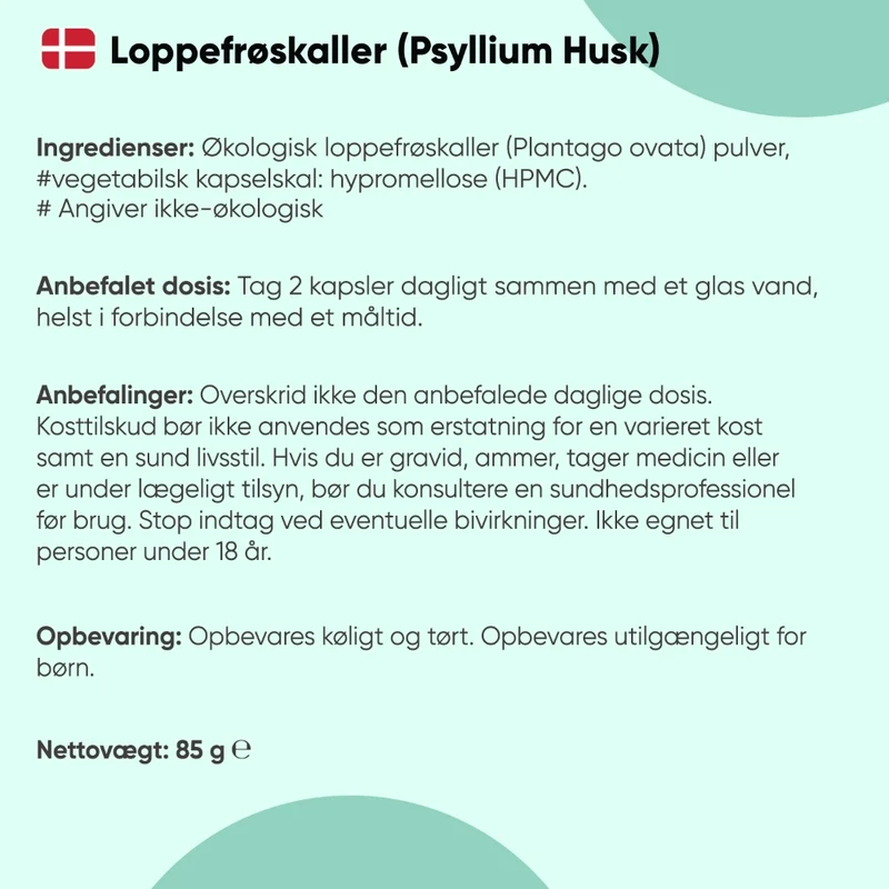 Økologiske Loppefrøskaller 1400mg