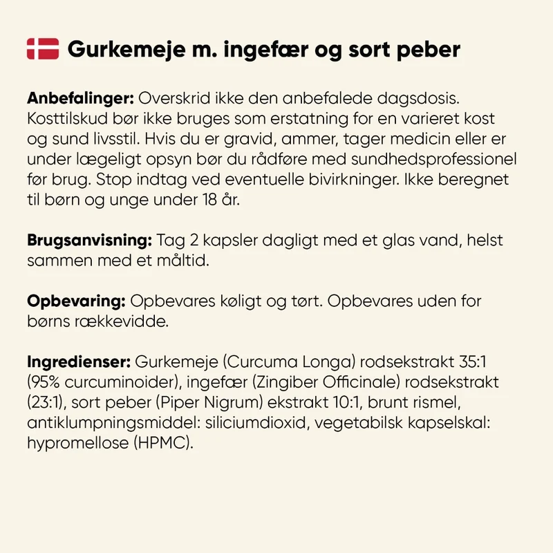 Gurkemeje m. ingefær og sort peber 3200mg