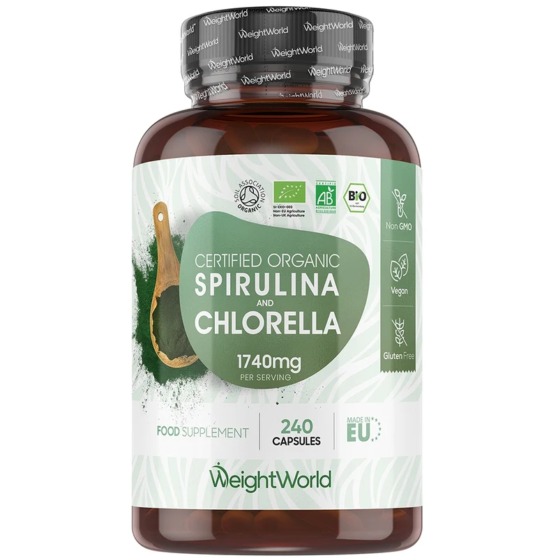 Øko spirulina og chlorella 1740 mg