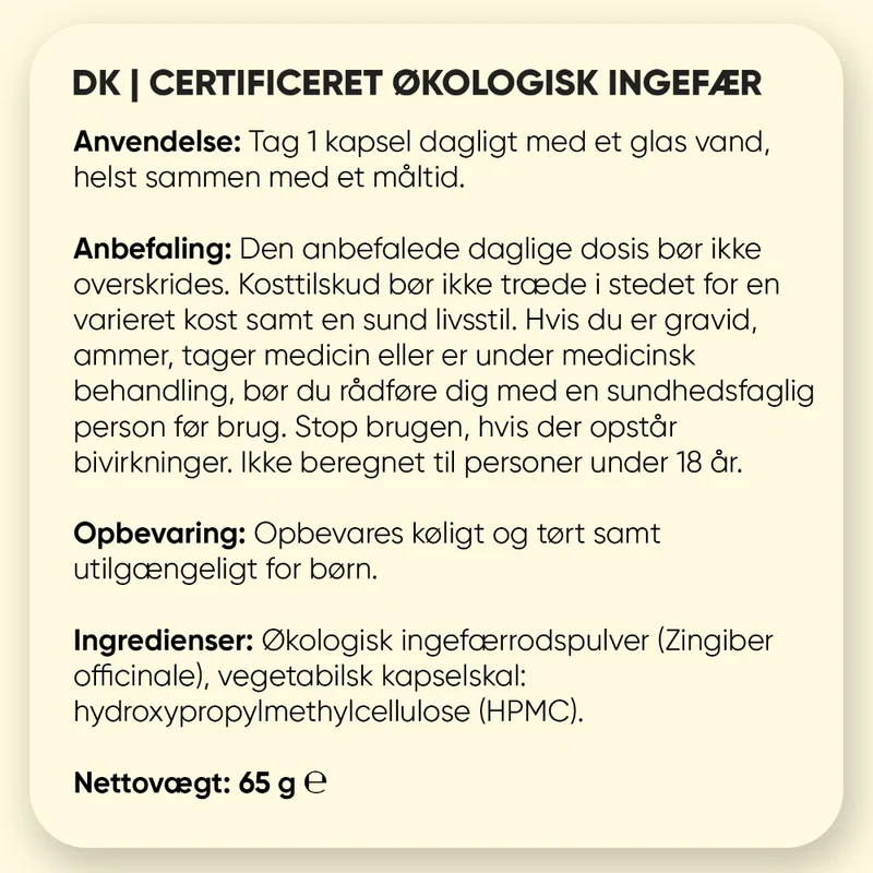 Økologisk ingefær 650 mg
