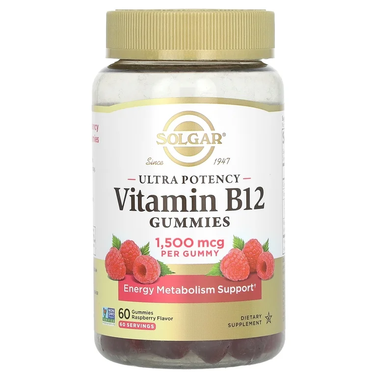 Solgar Ultra Potency Vitamin B12 Gummies, Raspberry, 1,500 mcg