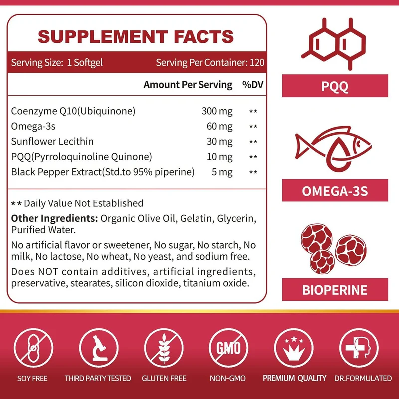 Coenzyme Q10 Soft Capsules - Dietary Supplement for Heart Health Support