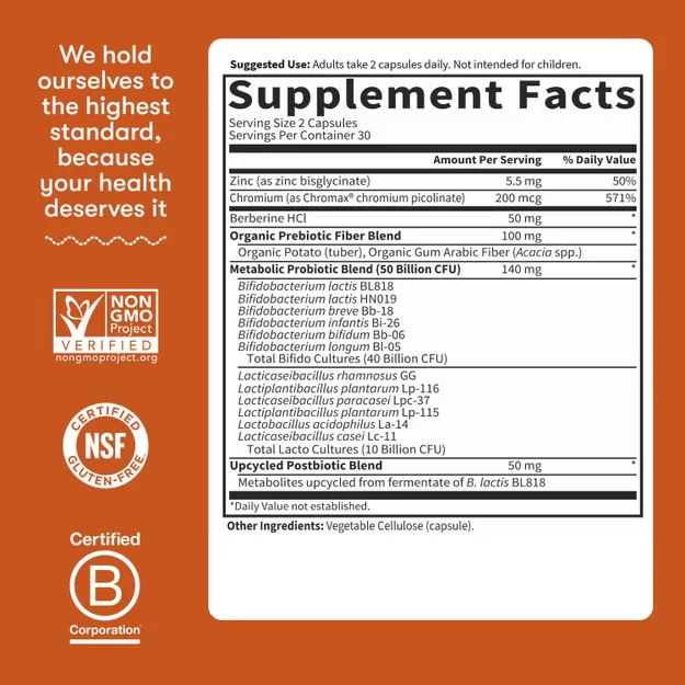 Garden of Life Probiotics Glucose Support Capsules