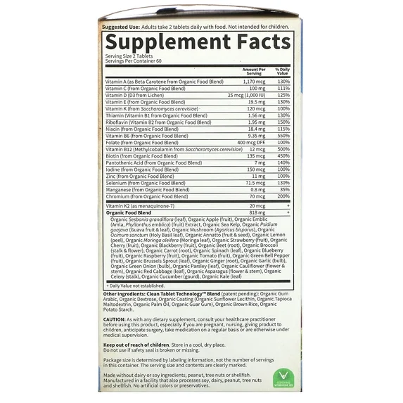 Garden of Life Organics Multi, Whole Food Multivitamin, 120 Tablets