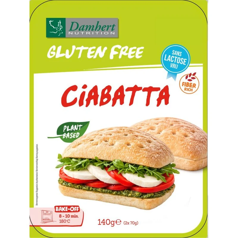 Damhert Glutenvrije Ciabatta Plantbased 140 gram