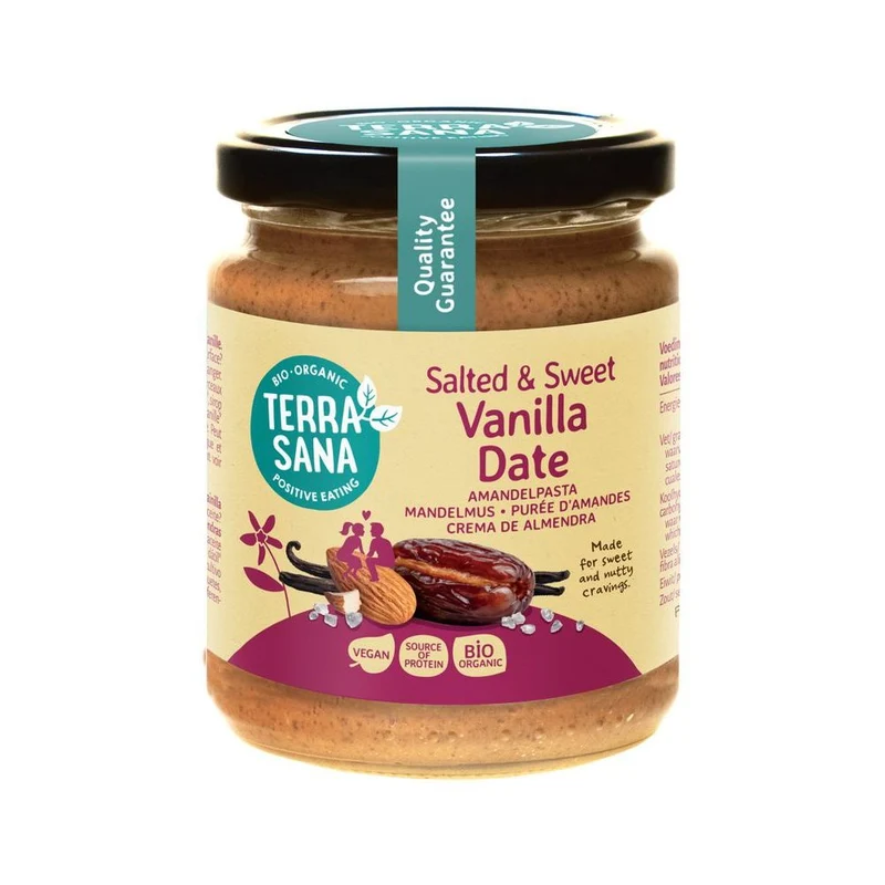 Terrasana Amandelpasta salted & sweet vanille dadel 250 gram