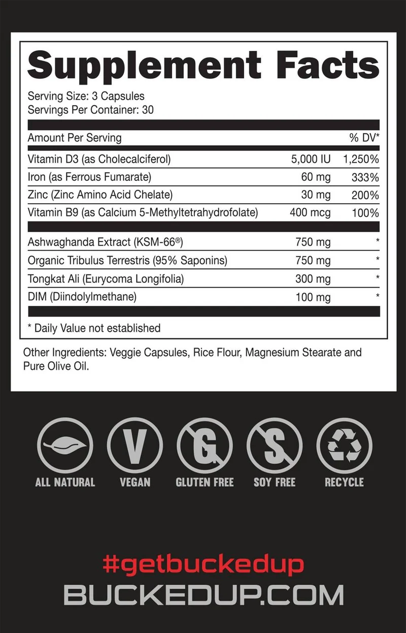 Bucked Up RUT Testosterone Booster Bottle