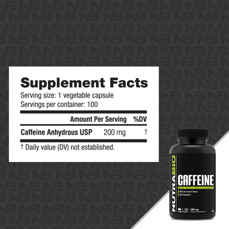 Nutrabio 100% Pure Caffeine Capsules