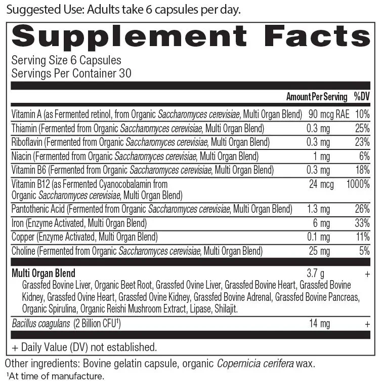 Ancient Nutrition Organs Blend (Liver, Heart and Kidney)