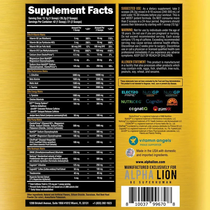Alpha Lion Superhuman Elite Pre-Workout Powder