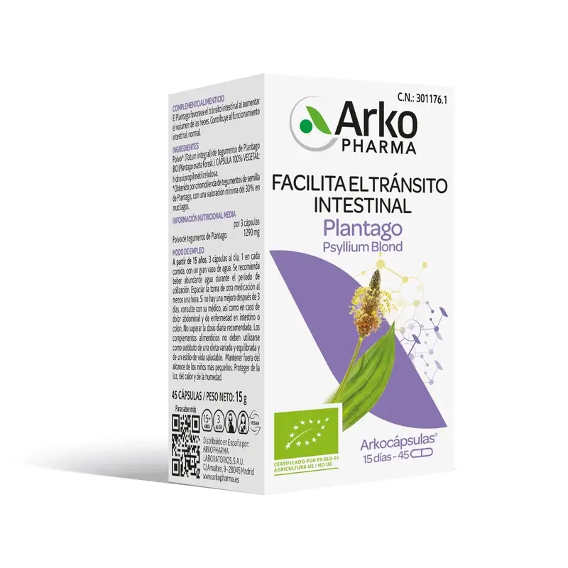 Arkocápsulas Plantago Bio, 45 unidades
