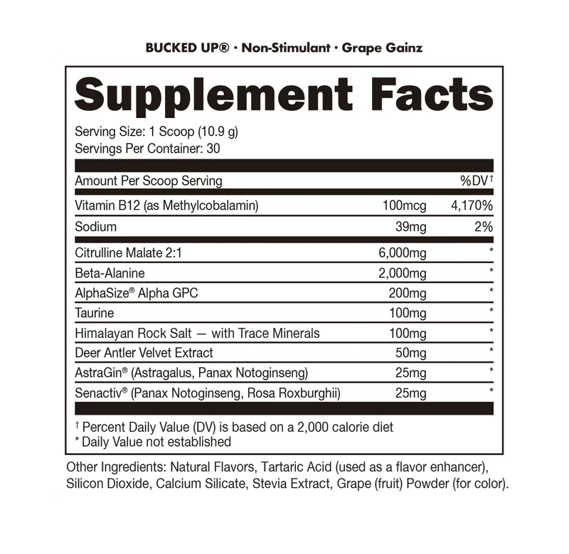 Bucked Up Preworkout (Non-Stimulant)