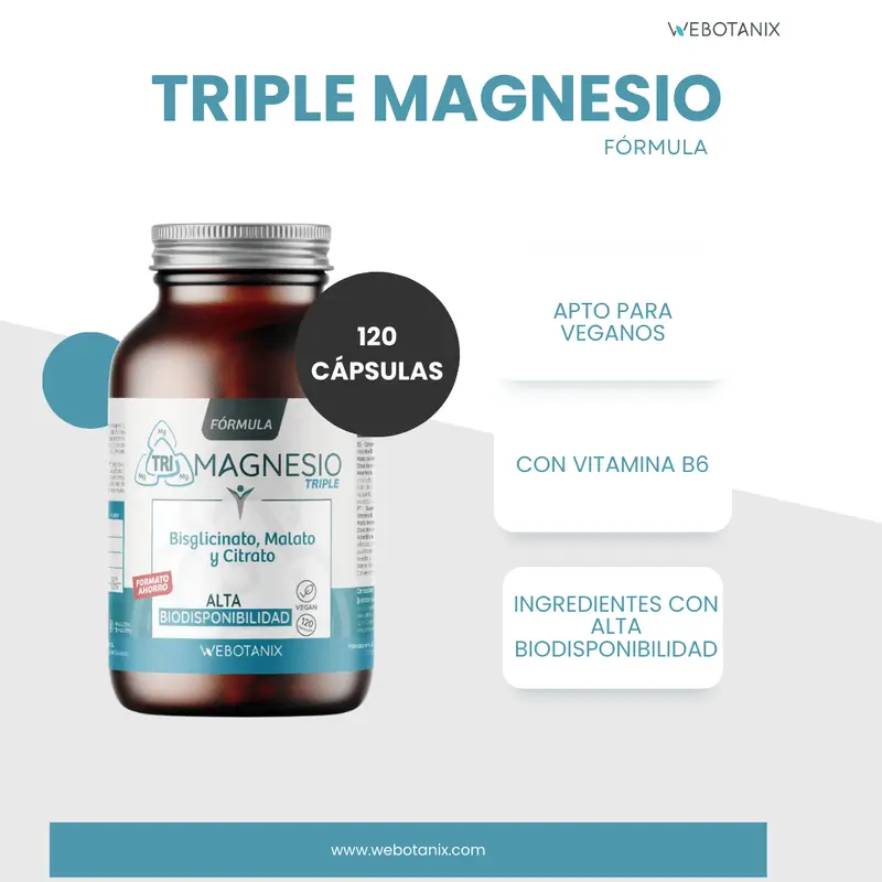 Webotanix Triple Magnesio Fórmula Familiar, 120 cápsulas
