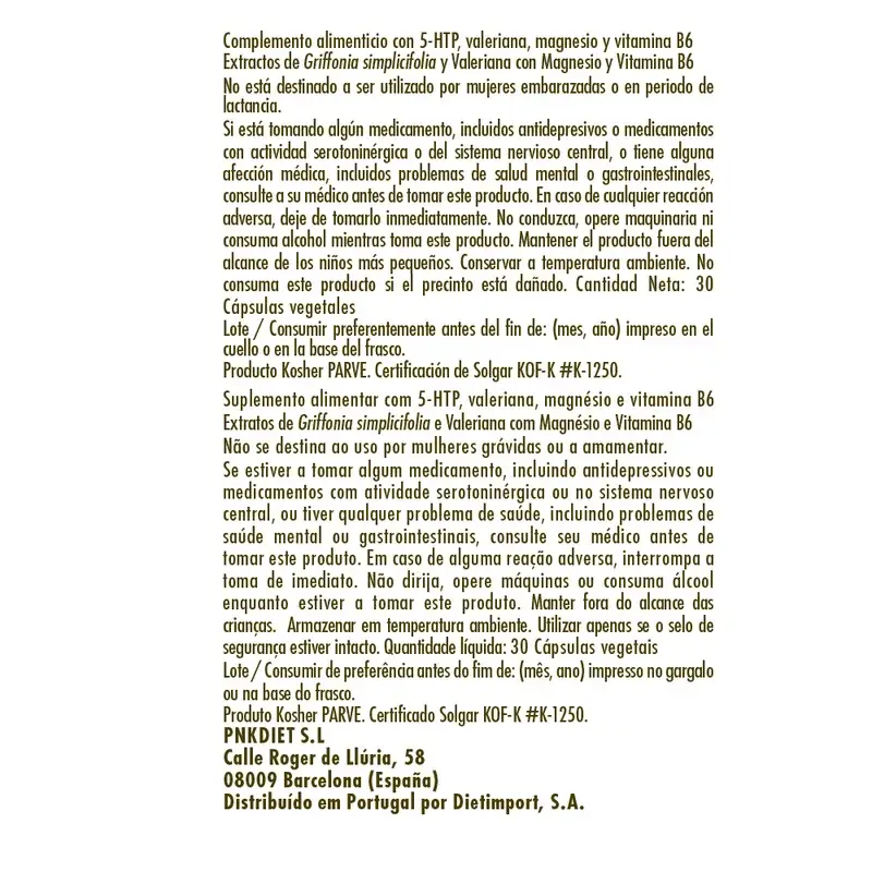 Solgar Griffonia 5 HTP Complex, 30 cápsulas