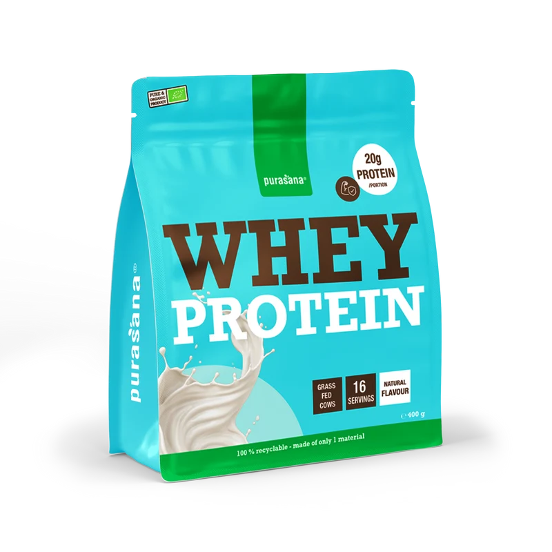 Purasana Whey proteine natuur bio 400 gram