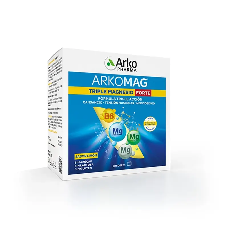 Arkopharma Arkomag Triple Magnesio Forte, 20 sobres limón