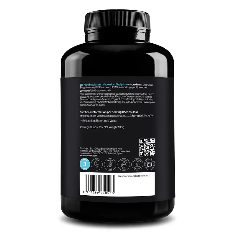 Zenement Bisglicinato De Magnesio, 180 cápsulas veganas