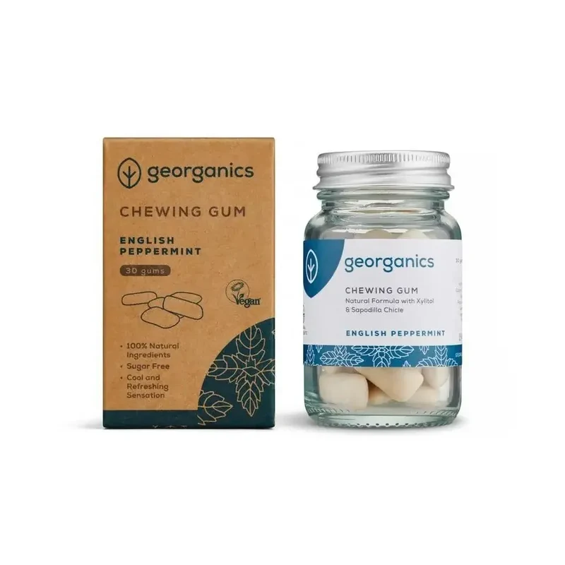 Georganics Chewing gum English peppermint 30 stuks