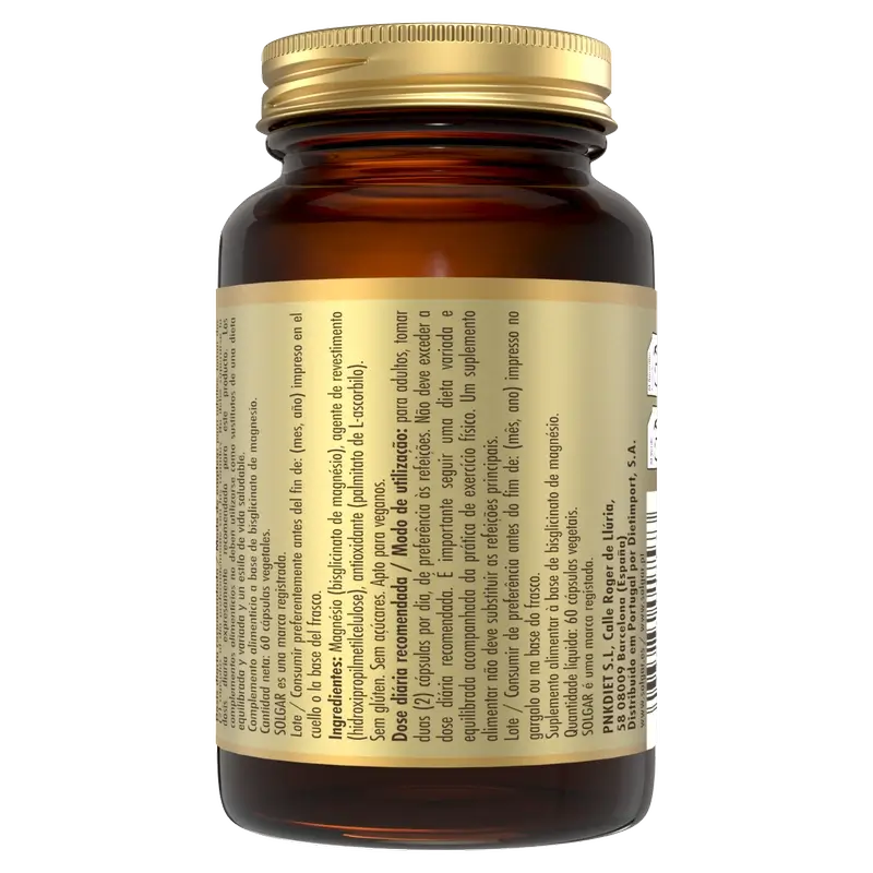 Solgar Magnesio Bisglicinato, 60 Cápsulas Vegetales