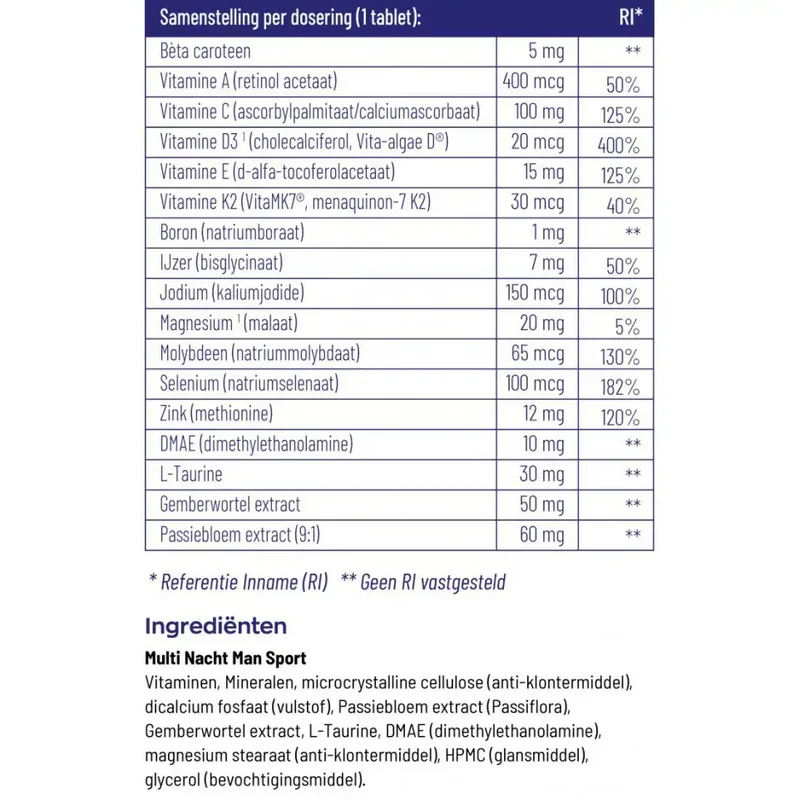 Vitakruid Multi dag & nacht man sport
