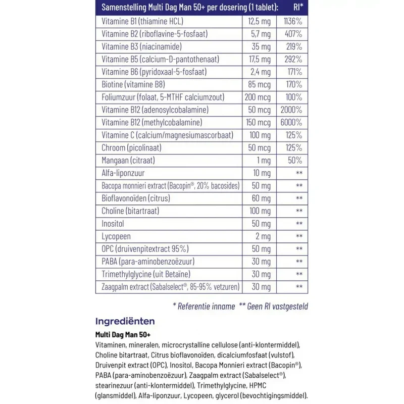 Vitakruid Multi dag & nacht man 50+