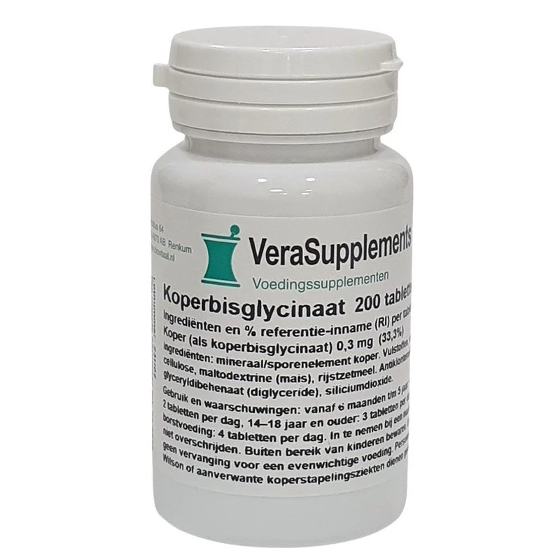 VeraSupplements Koperbisglycinaat Tabletten 200 tabletten