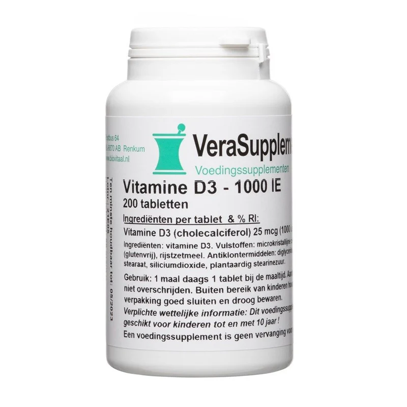 VeraSupplements Vitamine D3 25mcg 200 tabletten