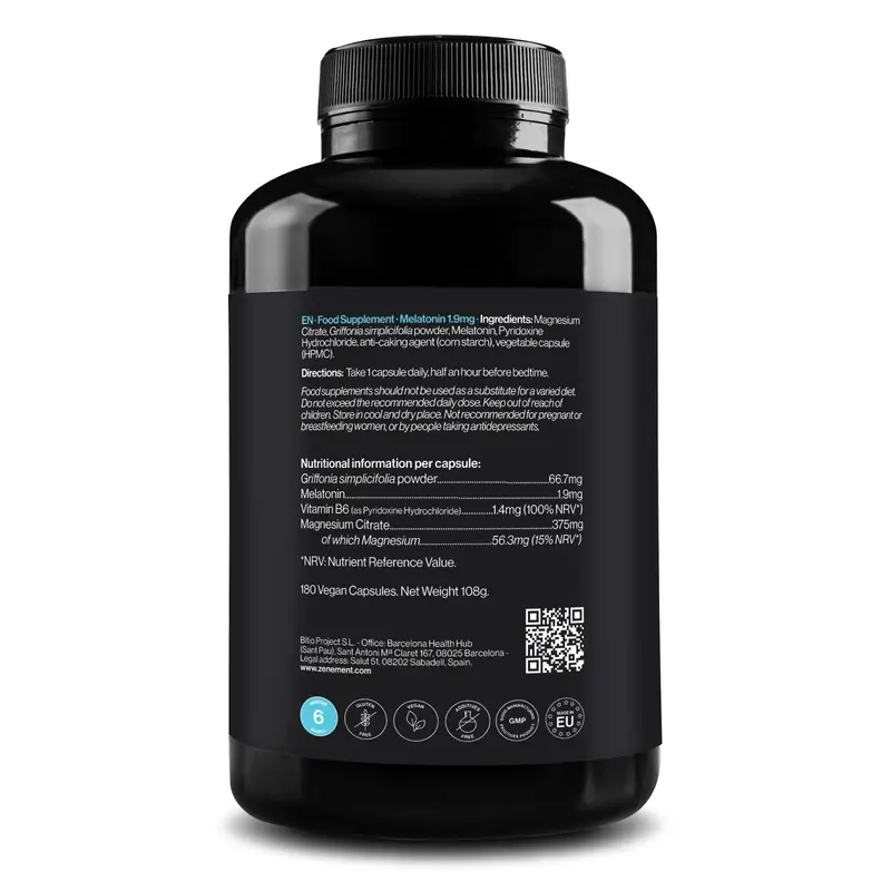 Zenement Melatonina Complex 1,9 Mg, 180 cápsulas veganas